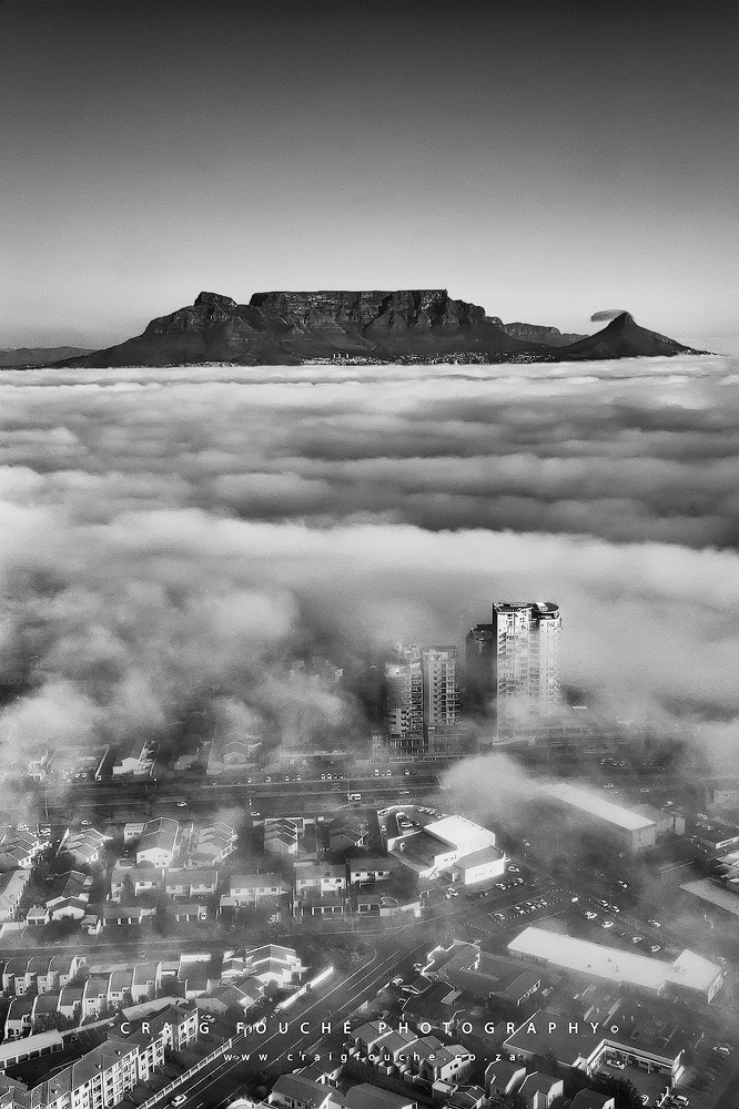 Table Mountain from a helicopter